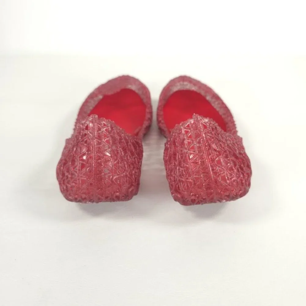 Mini Melissa Campana Papel Girls Glitter Red Slip On‎ Ballet Flats NWB Size 3